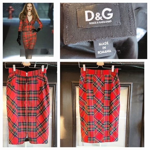 D&G Dolce & Gabbana Plaid pencil‎ skirt PERFECT FOR CHRISTMAS - Picture 1 of 3